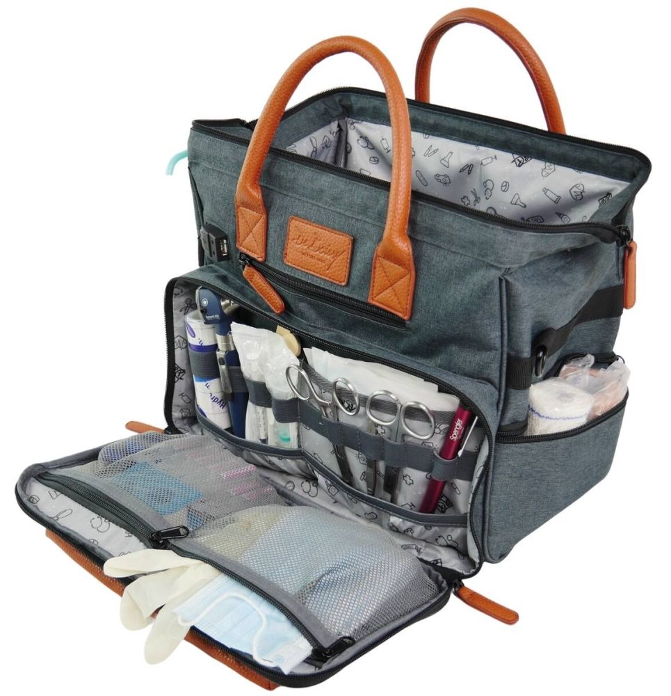 Mini Sac médical De Boisy – Malette médicale en tissu recyclé certifié GRS, lavable, résistant et déperlant - Dimensions : L. 32 x l. 20 x H. 28 cm  Poids : 1,6 kg  Charge supportée : 4 kg