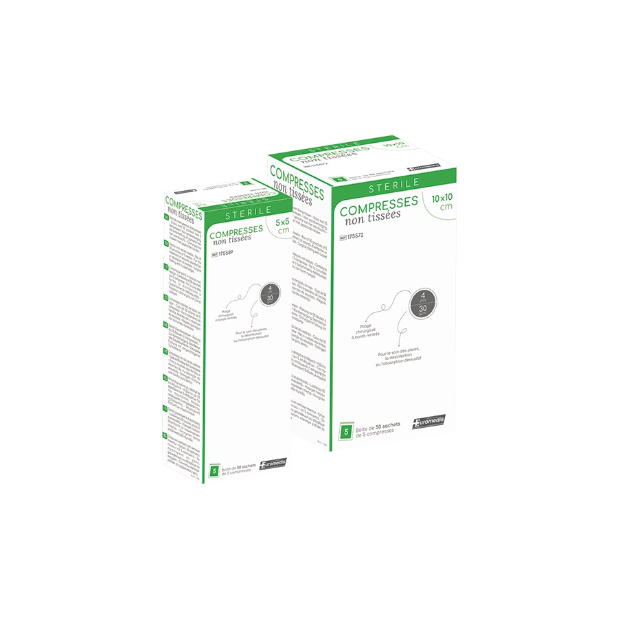Compresse Euromedis Compresse Stérile - Boîte de 100 compresses stérile non tissé (3 tailles)*