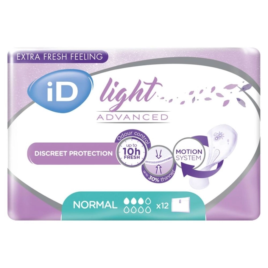 Protection incontinence - iD Light Advanced - 144 serviettes discrètes - 3 gouttes "Normal" 