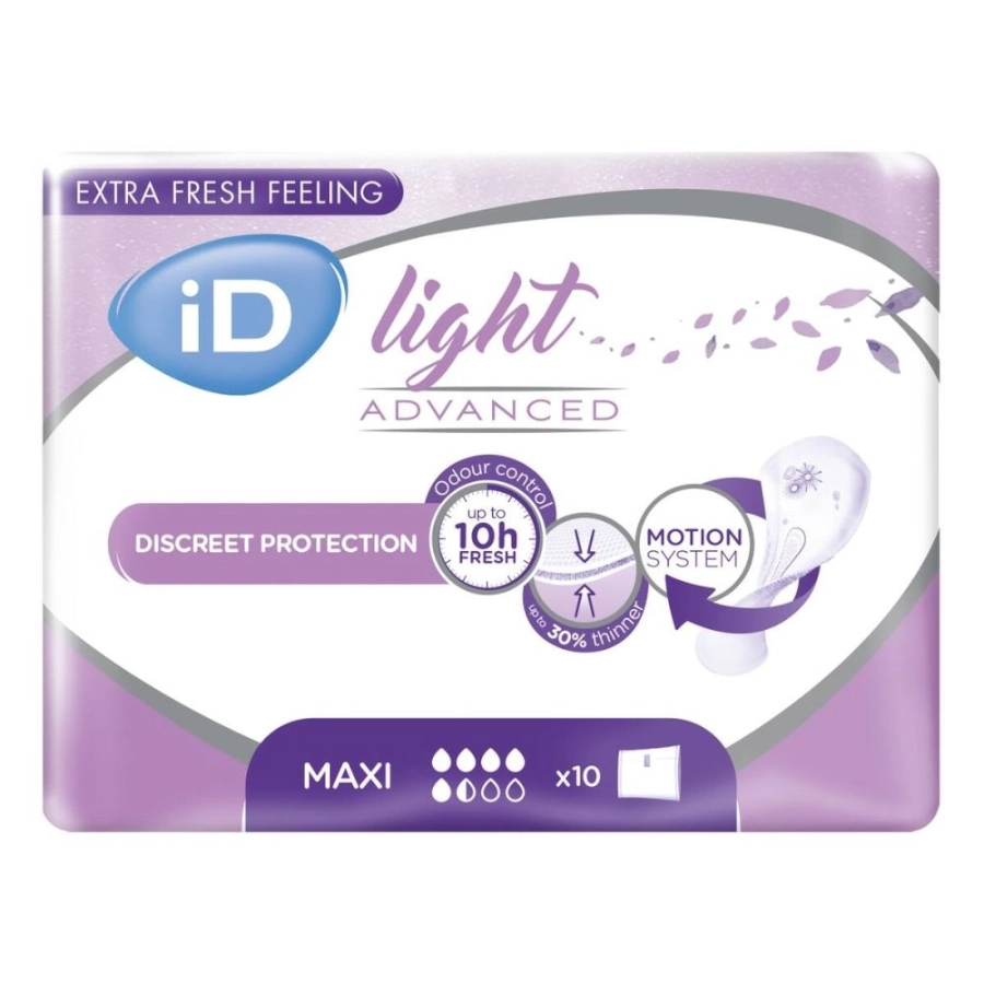 Protection incontinence - iD Light Advanced - 120 serviettes discrètes -5,5 gouttes "Maxi"
