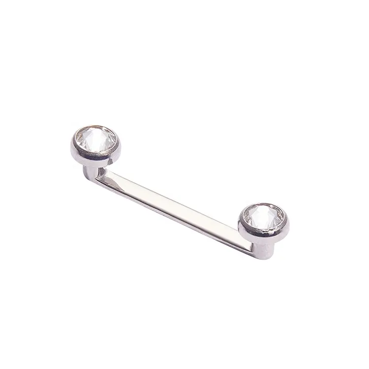 Piercing Surface - Flatbar Titane F136 Stérile Gamme Hand Ink - Barre d'implant agrafe à 90° avec strass de 4 mm*