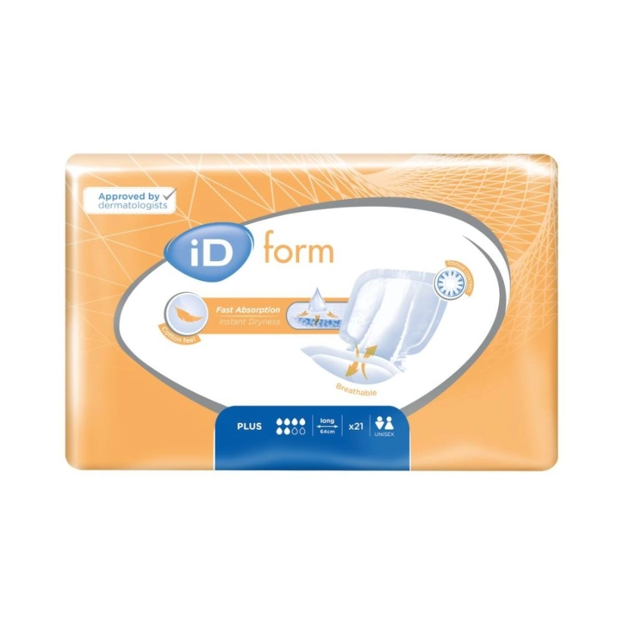 Protection incontinence - iD Form - 84 protections anatomiques  - 6 gouttes "Plus" - Taux d'absorption 1500 mL 