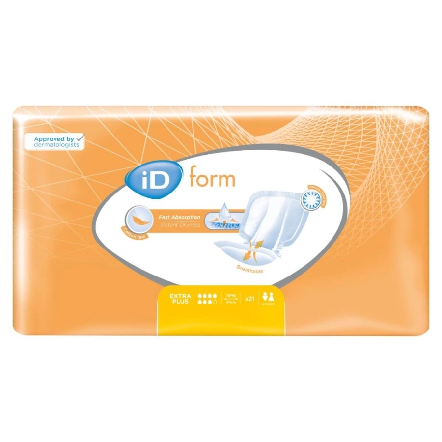 Protection incontinence - iD Form - 84 protections anatomiques  - 7 gouttes "Extra + Extra Long" - Taux d'absorption 2350 mL