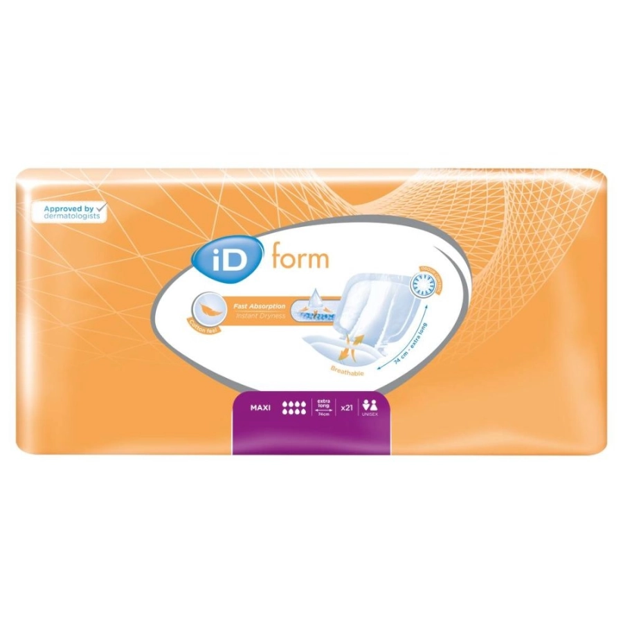 Protection incontinence - iD Form - 84 protections anatomiques  - 8 gouttes "Maxi" - Taux d'absorption 3900 mL