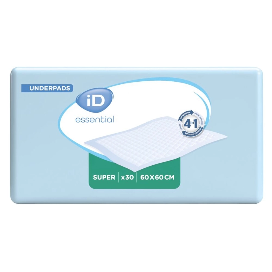 Alèse - iD essential underpad - 120 alèses pour literie et fauteuils - 60 x 60 cm - Taux d'absorption 1111 mL 