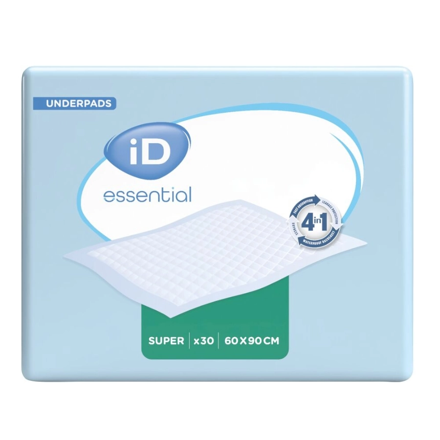 Alèse - iD essential underpad - 120 alèses pour literie et fauteuils - 60 x 90 cm - Taux d'absorption 2068 mL  