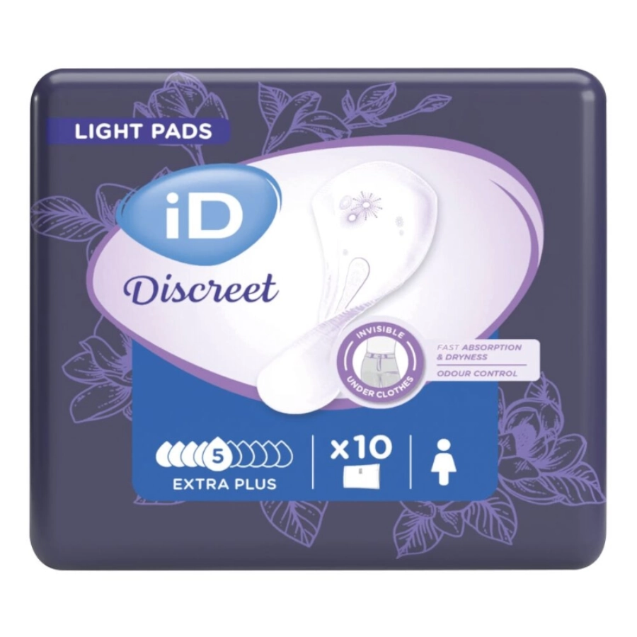 Protection féminine - iD Discreet light - 200 protections incontinence discrète - 5,5 gouttes "Extra Plus" - Taux d'absorption 540 mL 