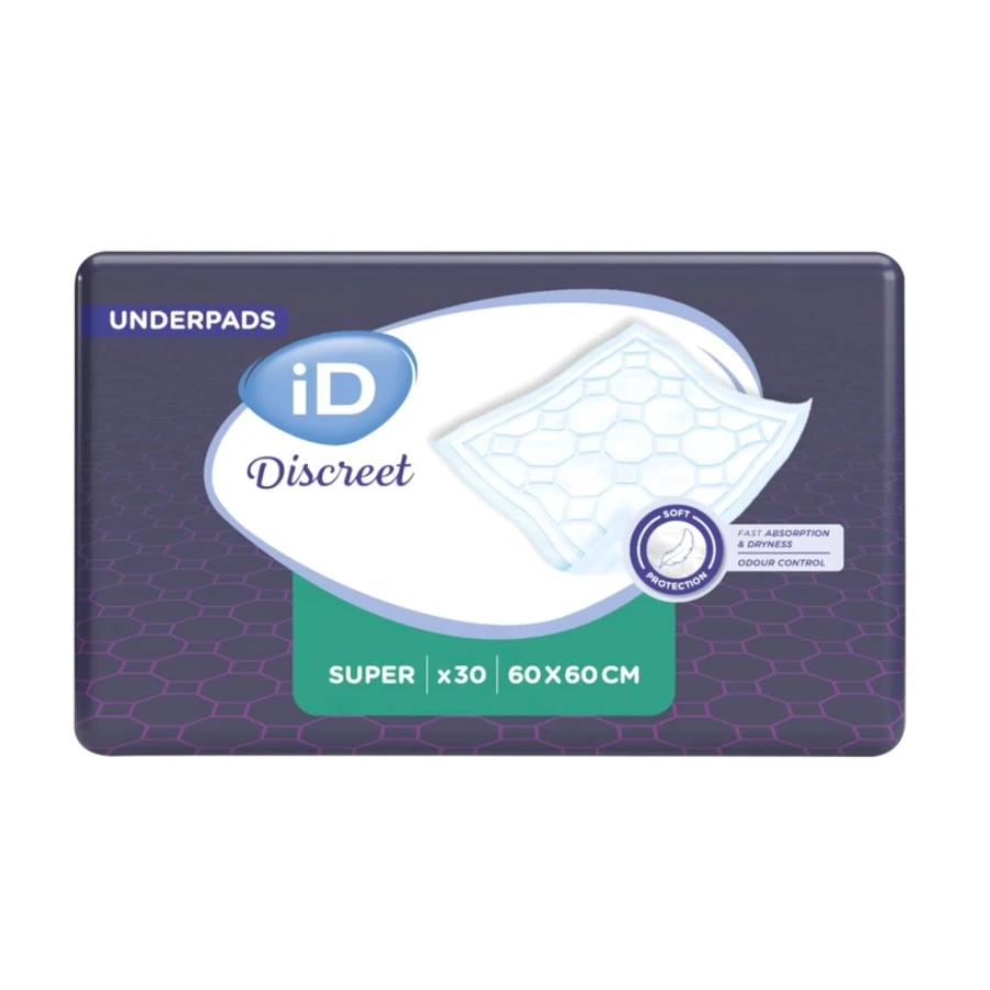 Alèse - iD Discreet underpads - 120 alèses - "Super" - Taux d'absorption 1485 mL