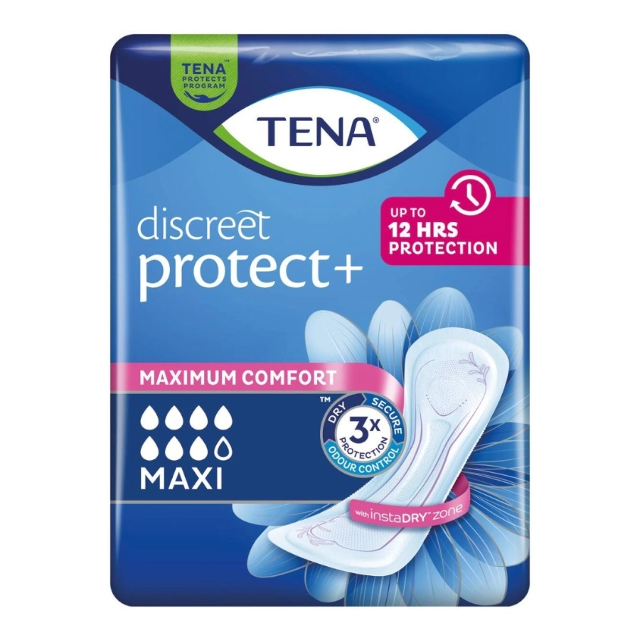 Protection féminine légère - TENA Discreet Protect Plus - 72 protections - 8 Gouttes "Maxi Night"
