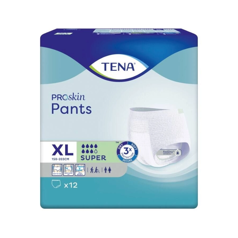Protection incontinence modérée à forte - TENA Pants ProSkin - 48 protections - 7 gouttes "Super" (4 tailles)