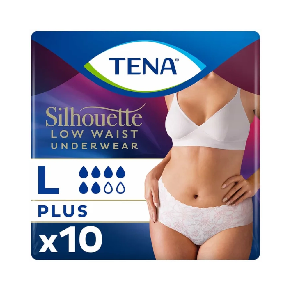 Sous-vêtement hygiénique féminin - TENA Silhouette Plus - 60 protections - 6 Gouttes "Plus" - Blanc Taille basse -  Taille L