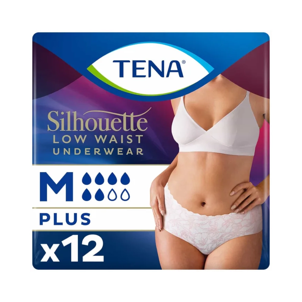 Sous-vêtement hygiénique féminin - TENA Silhouette Plus - 72 protections - 6 Gouttes "Plus" - Blanc Taille basse -  Taille M