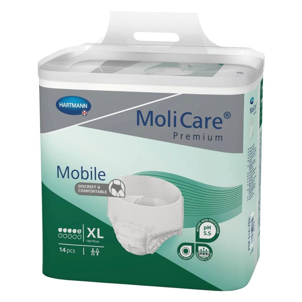 Sous vêtements absorbants - MoliCare Premium Mobile - 56 Protections - 5 Gouttes - Taille XL - Taux d'absorption  1150 mL - Tour de taille  130/170 cm