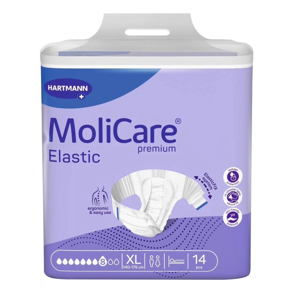 Change complet absorbants - MoliCare Premium Elastic  - 56 Protections - 8 Gouttes - Taille XL