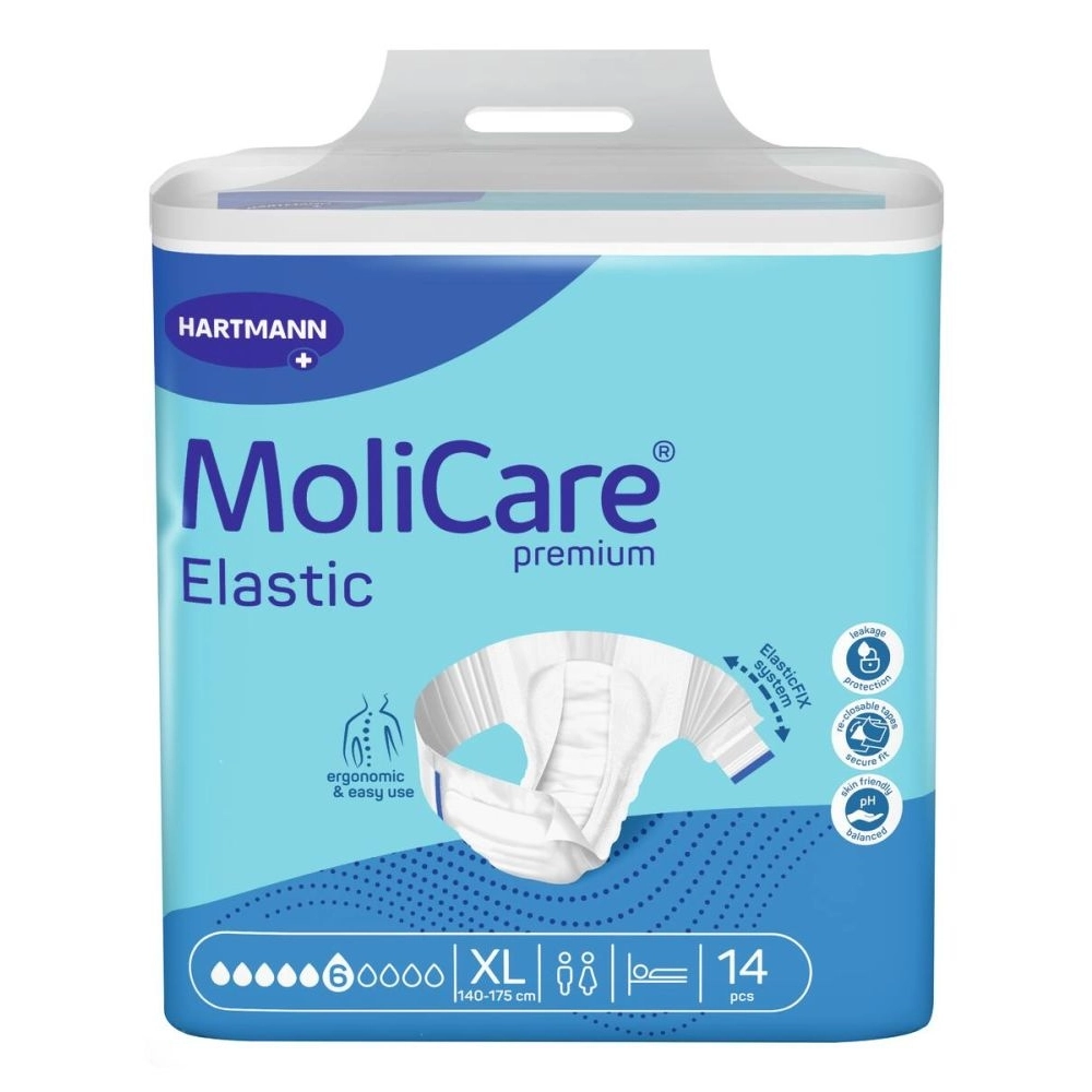 Change complet absorbants - MoliCare Premium Elastic  - 56 Protections - 6 Gouttes - Taille XL 