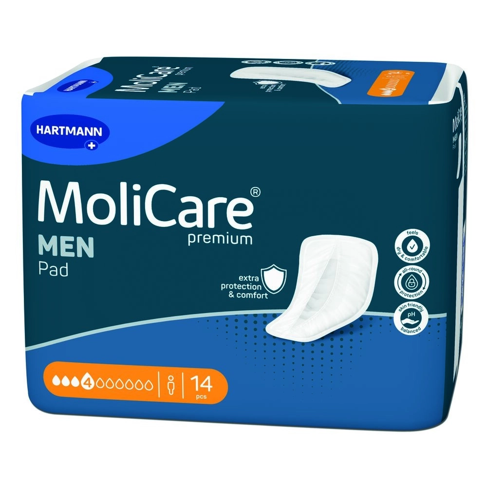 Protections absorbantes masculine - MoliCare Premium Men Pad  - 168 Protections - 4 Gouttes - Dimension: 27 x 18 cm