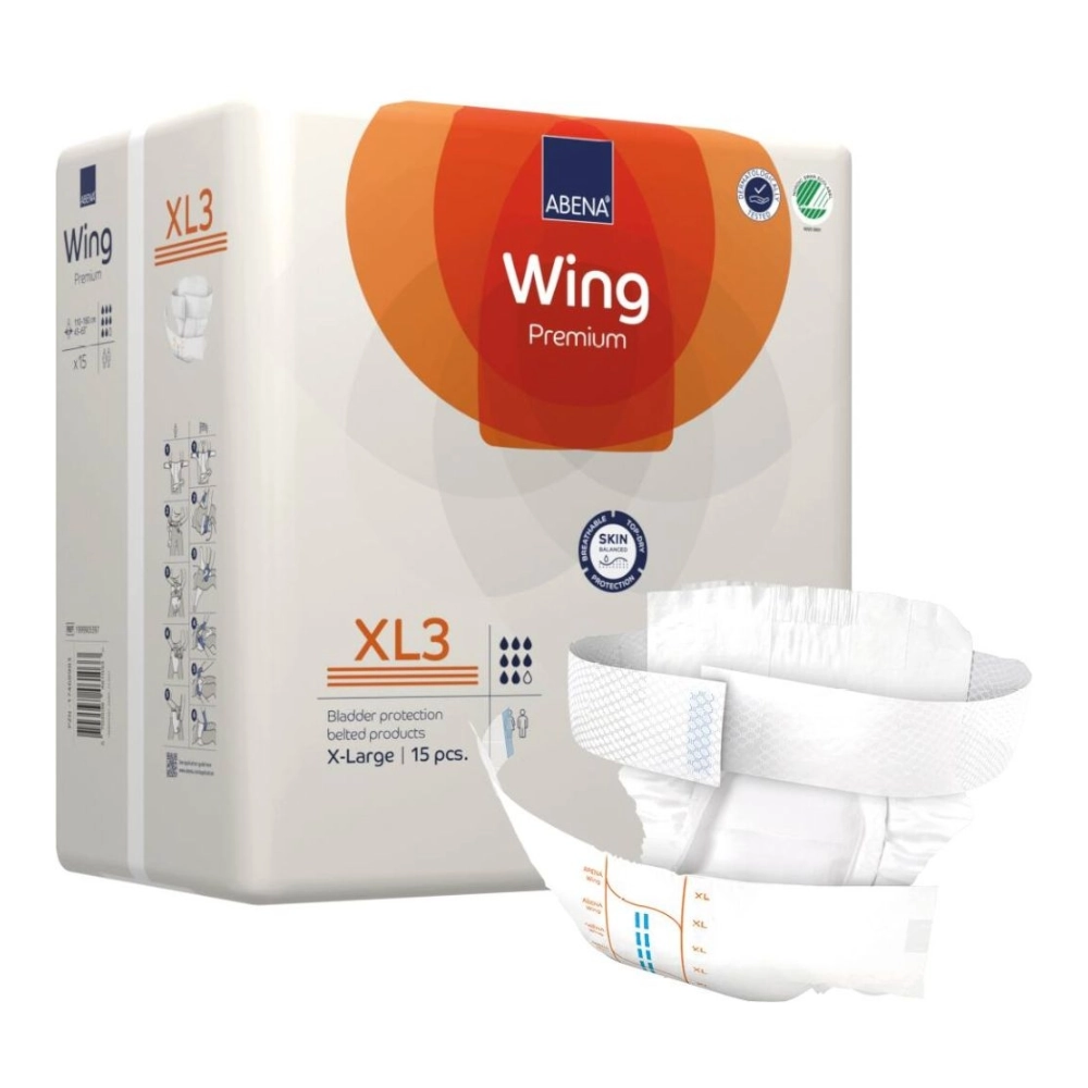 Changes avec ceinture pour incontinence sévère - ABENA Wing Premium - 60 pants - XL3 8 gouttes - Taux d'absorption: 4100 mL - Taille XL