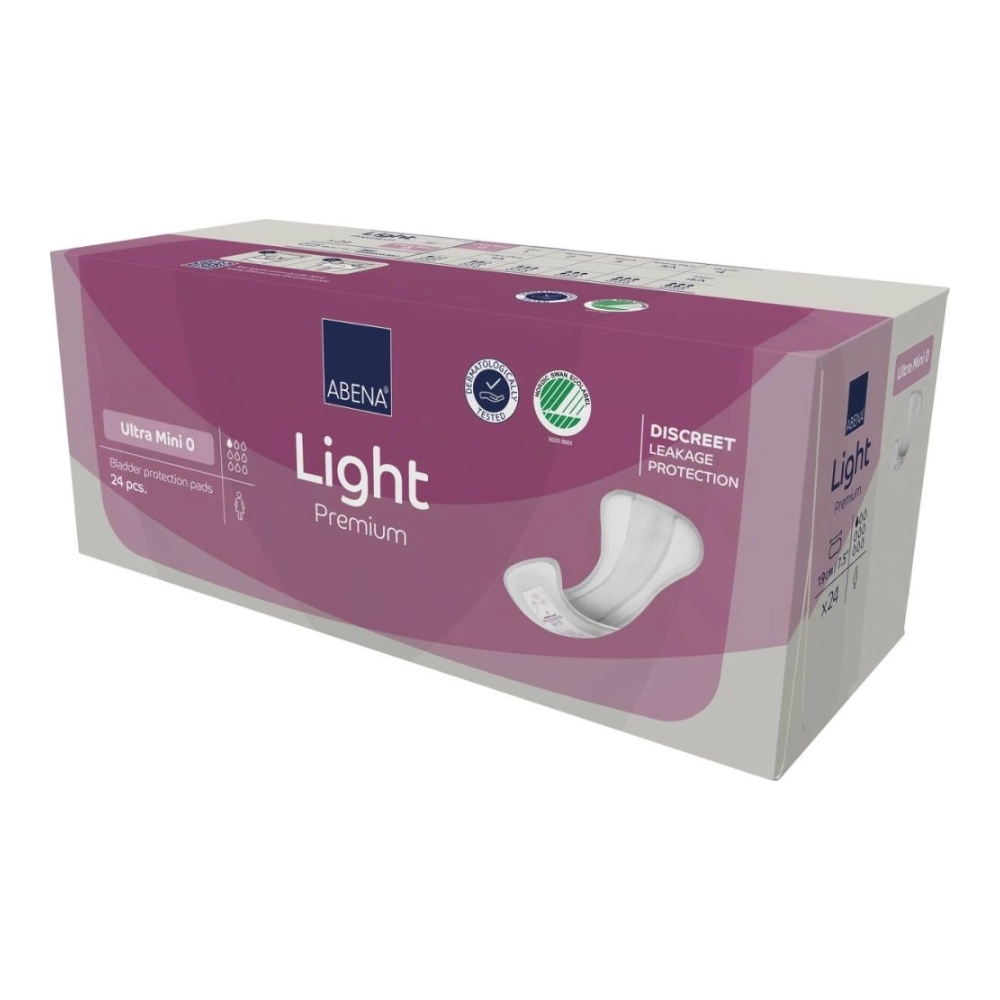 Protection discrète et sécurisante - ABENA Light Premium - 288 protections - 1 goutte "Ultra Mini 0" - Dimension: 18 x 8 cm