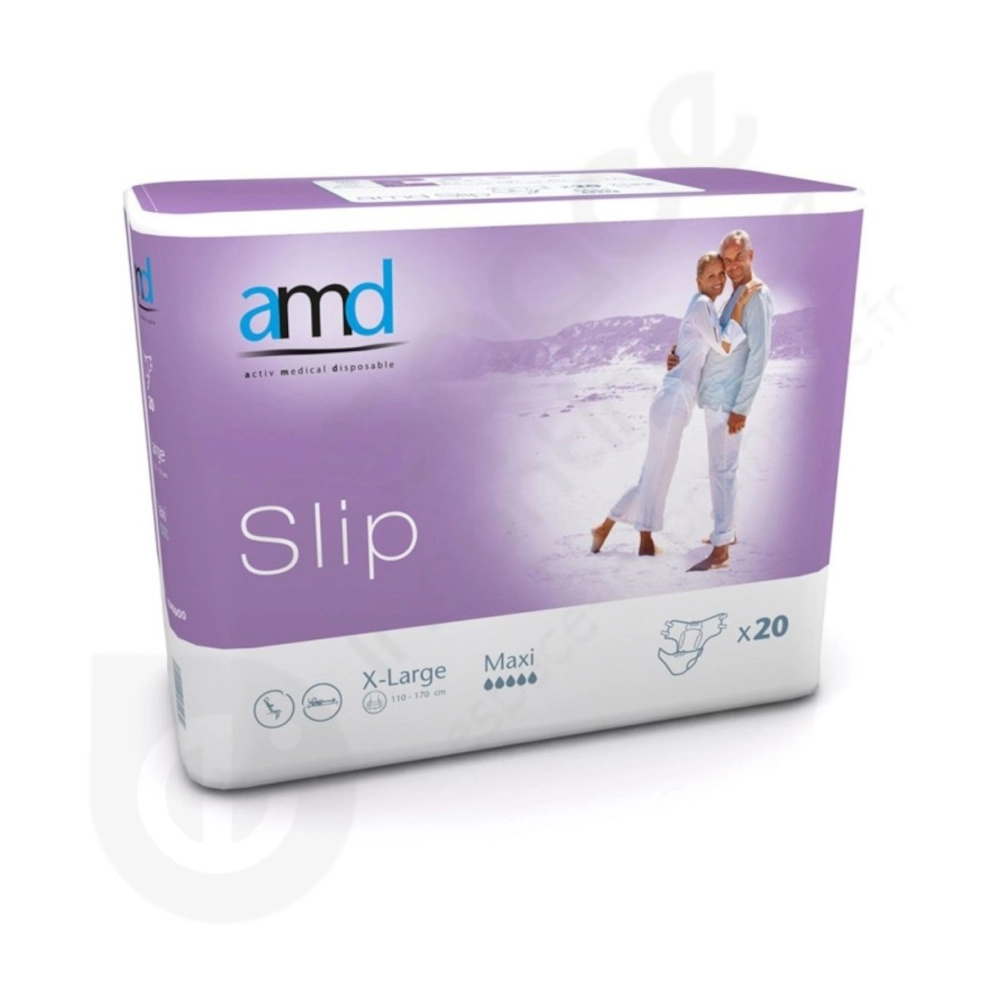 Protection absorbante haute performance - AMD Slip - 60 slips - 5 gouttes "Maxi" - Taille XL