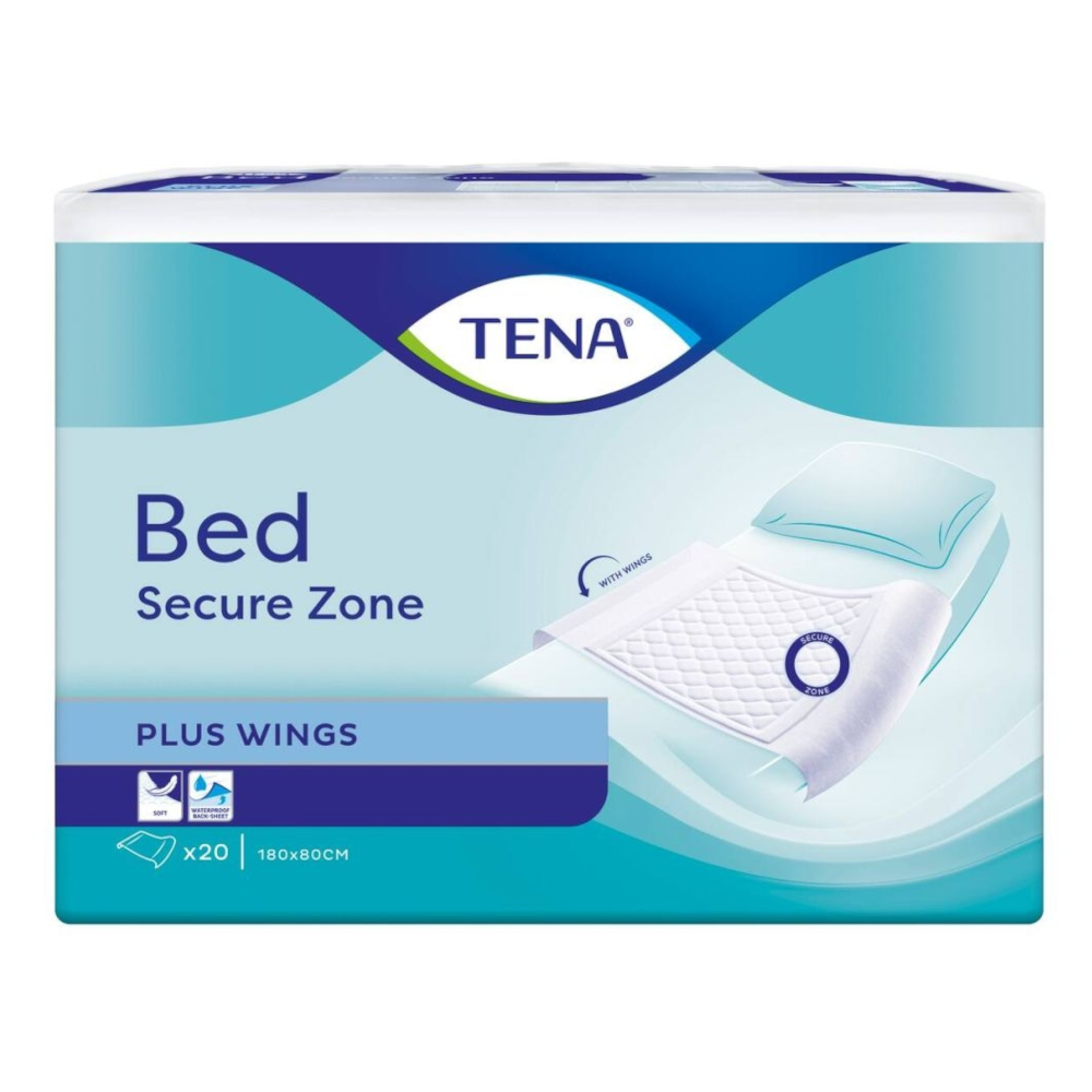 Alèse jetable TENA BED Underbed – Protection optimale pour literie et confort au quotidien - 80 Protections "Plus Wings" - Dimensions 180 x 80 cm