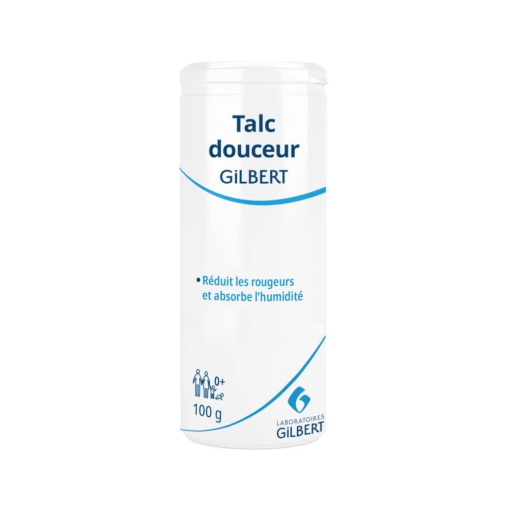 Talc douceur GILBERT – Apaisement, protection et confort pour la peau - Conditionnement : 1 flacon de 100 g