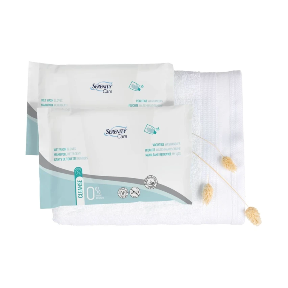 Gant de toilette humide SERENITY Care – Le soin idéal pour la toilette quotidienne en douceur - (2 Conditionnements)