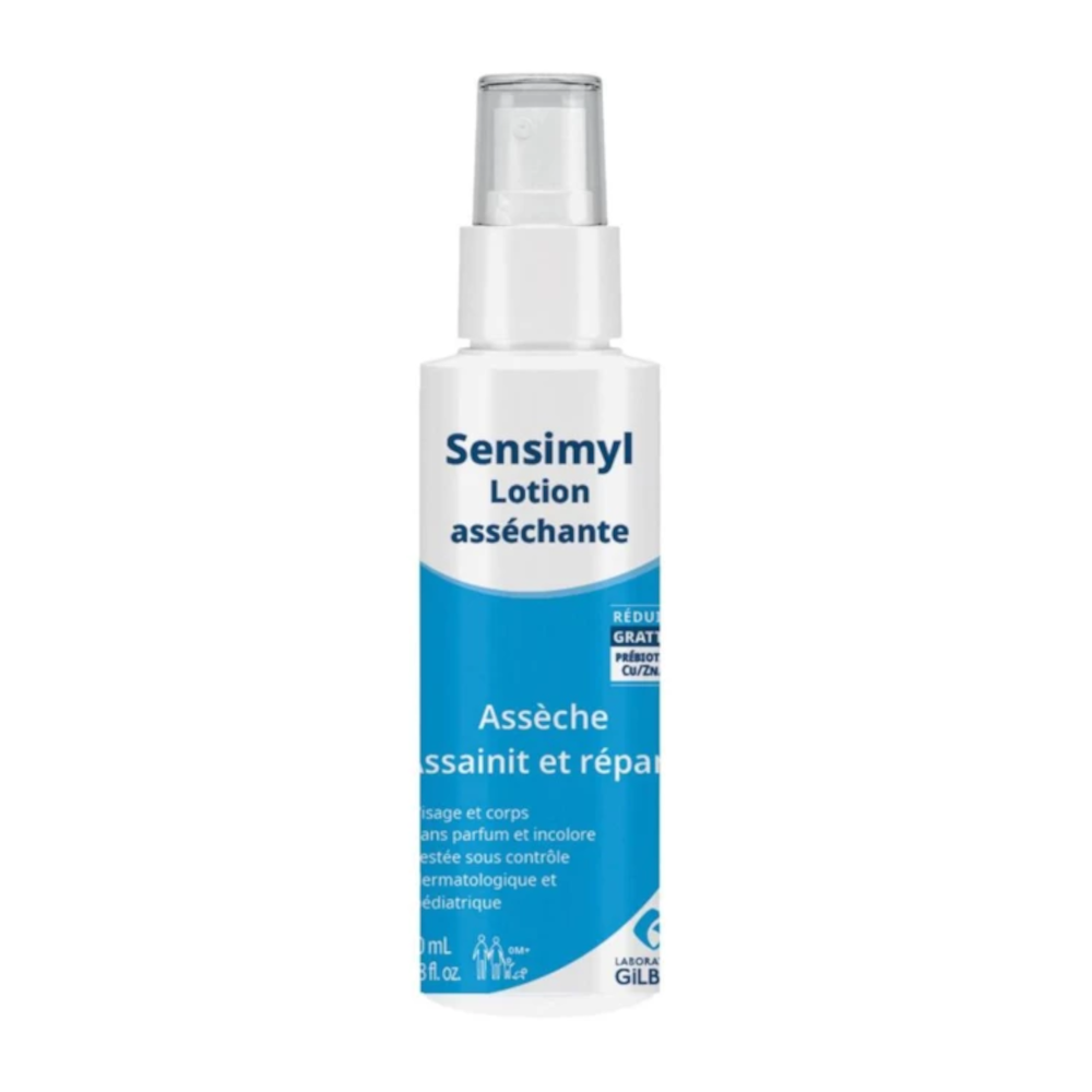 Lotion asséchante SENSIMYL – Solution dermatologique complète pour les peaux irritées - Conditionnement : 1 flacon de 100 ml 