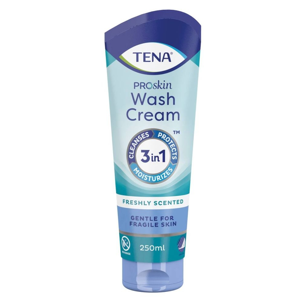 Crème lavante TENA Wash Cream ProSkin : laver, hydrater et protéger la peau en un seul geste - 1 Tube de 250 mL