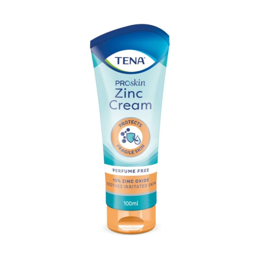 Crème réparatrice TENA Zinc Cream ProSkin : soin protecteur et apaisant pour les peaux sèches et irritées - Conditionnement : 1 tube de 100 ml