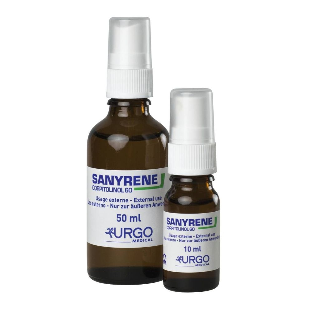 Solution SANYRÈNE – Prévention des escarres et soins de la peau - Conditionnement :  1 flacon de 10 mL ou 50 mL