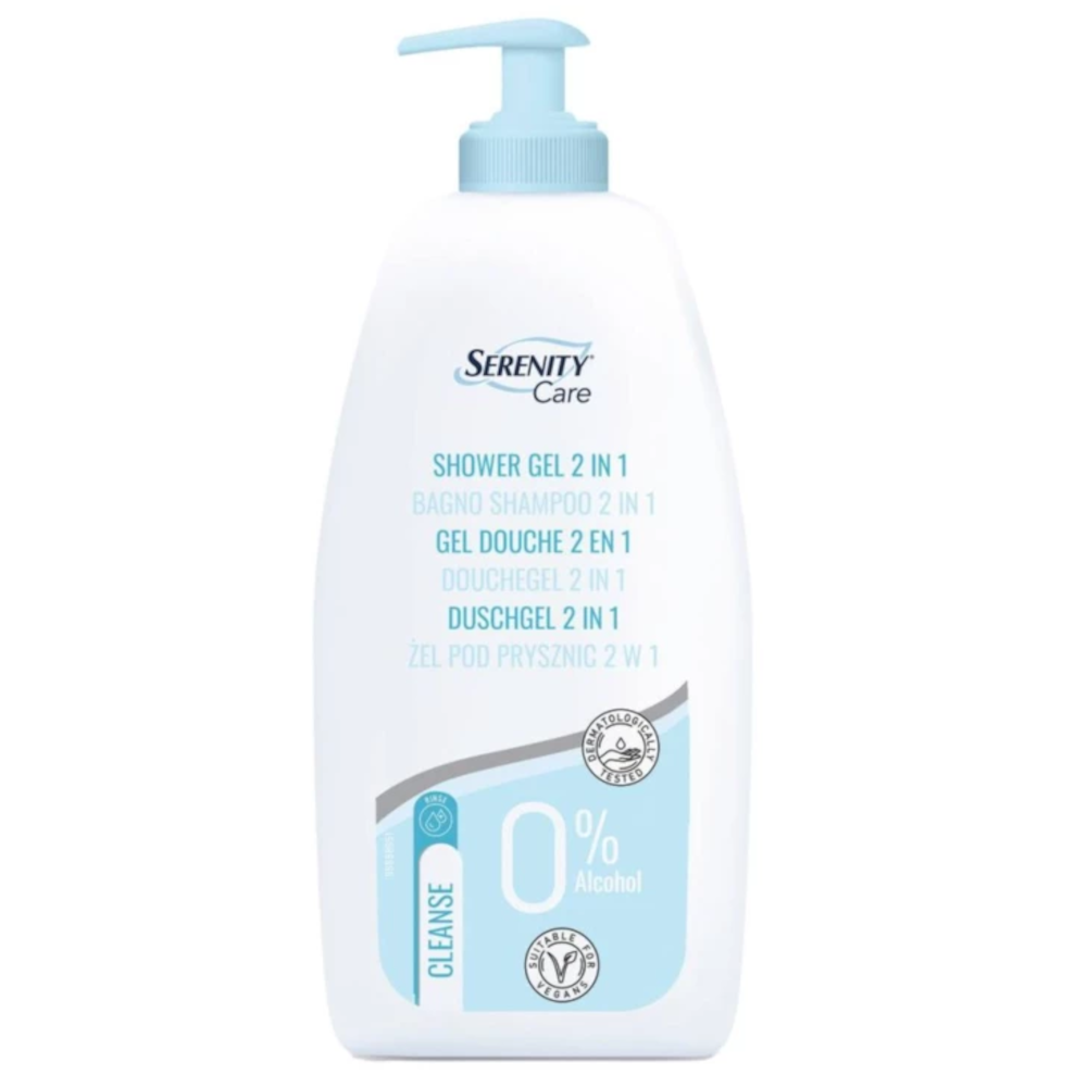 Gel lavant 2 en 1 iD Serenity  formule adaptée aux peaux fragiles - Conditionnement: 12 flacons pompe de 500 mL
