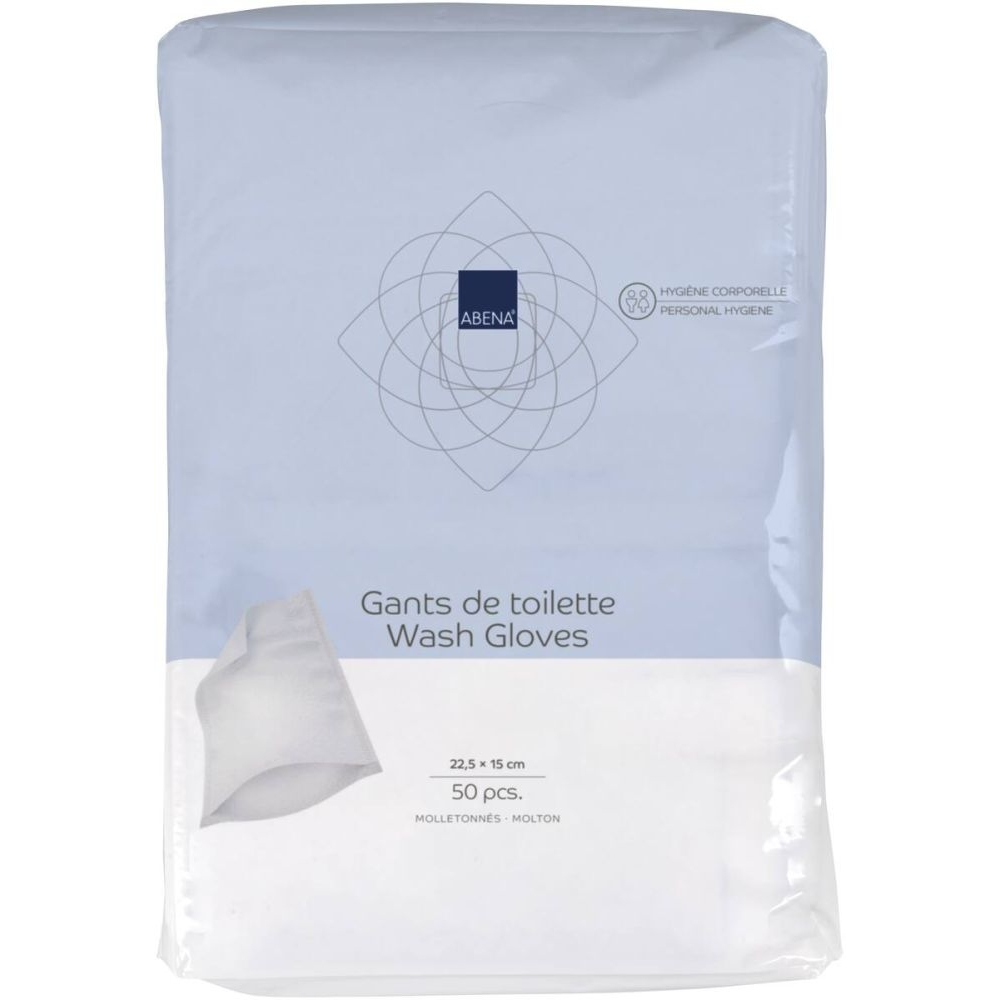 Gant de toilette jetable ABENA : hygiène, confort et sécurité au service des soins - Molletonnés - Dimensions: 15 x 22,5 cm - Conditionnement : 15 sachets de 50