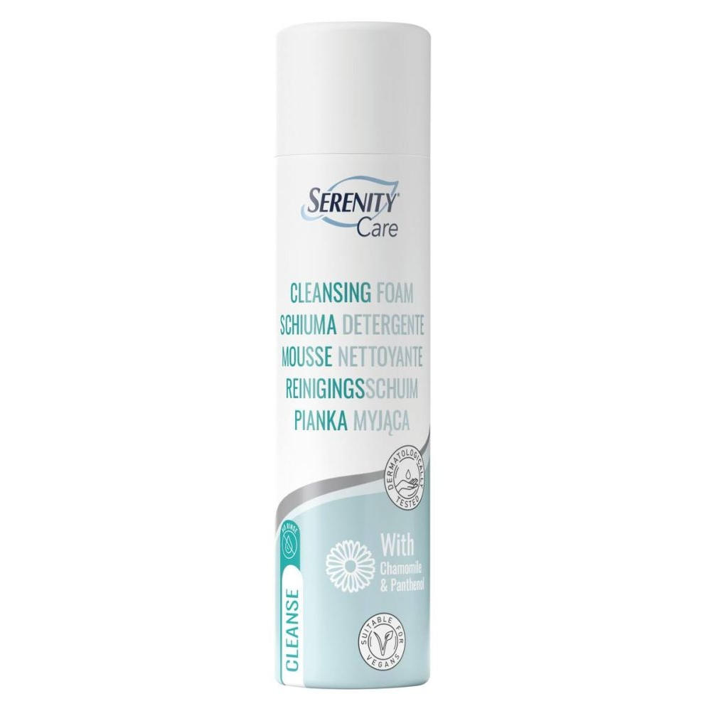 Mousse nettoyante corporelle sans rinçage Serenity, nettoyage rapide et sans eau - Conditionnement: 6 sprays de 400 ml
