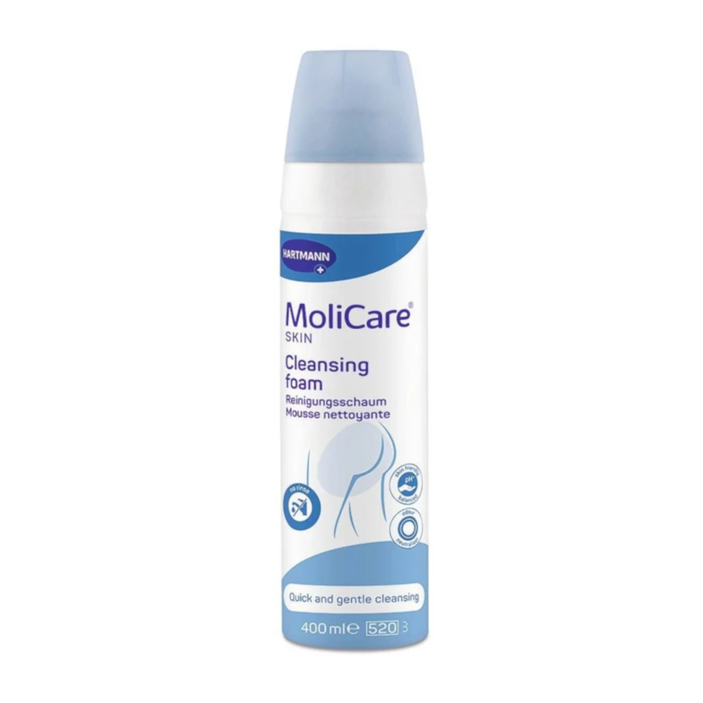Mousse nettoyante Molicare Skin - formulée pour nettoyer efficacement la peau tout en préservant son film hydrolipidique naturel - Mousse nettoyante - CondIitionnement : 1 spray de 400 ml