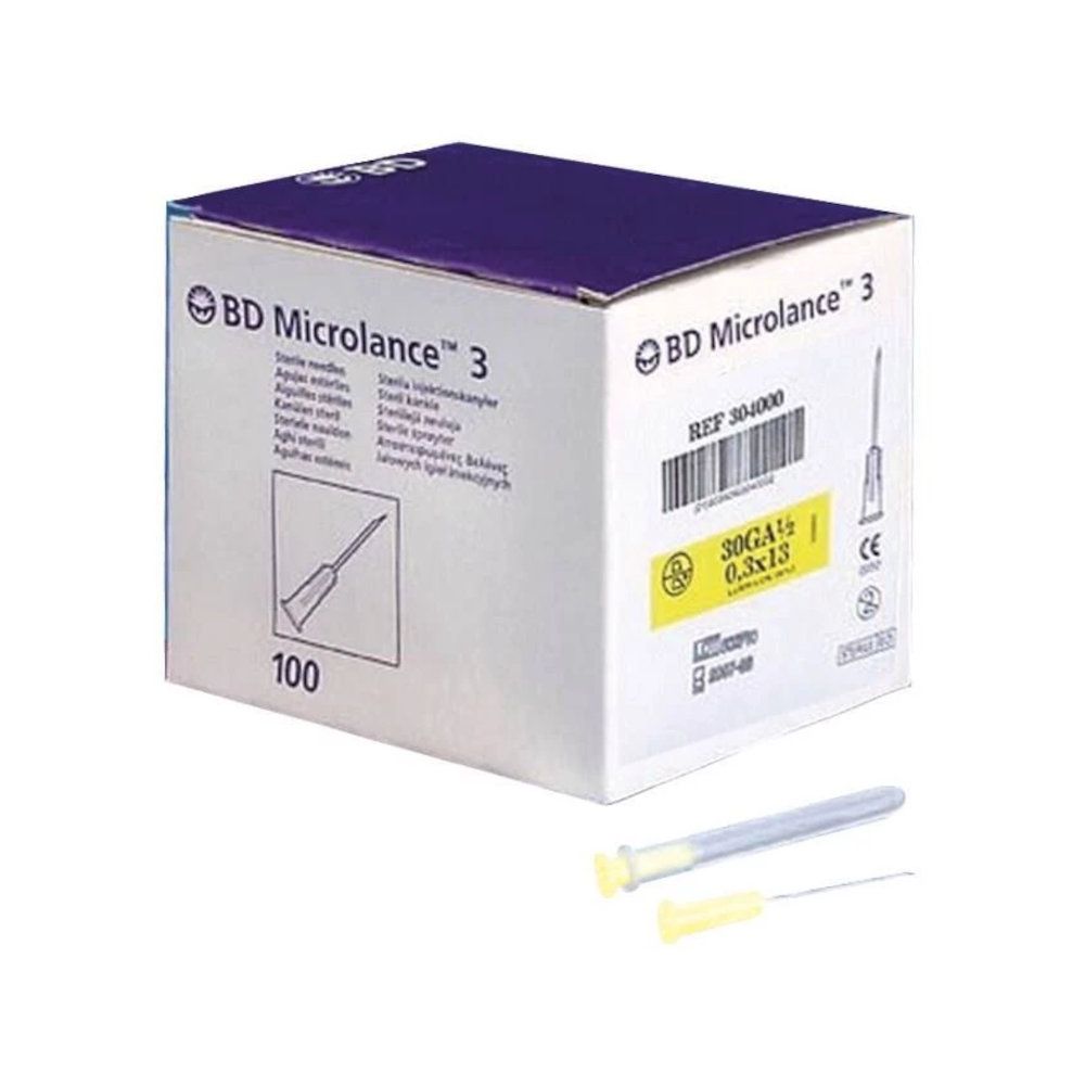 Aiguille de phlébologie BD MICROLANCE : sécurité, précision et performance pour les soins médicaux spécialisés - Gauge: 30G - Jaune - Aiguille 13 x 0,30 mm  - Conditionnement : 1 boîte de 100 (copie)