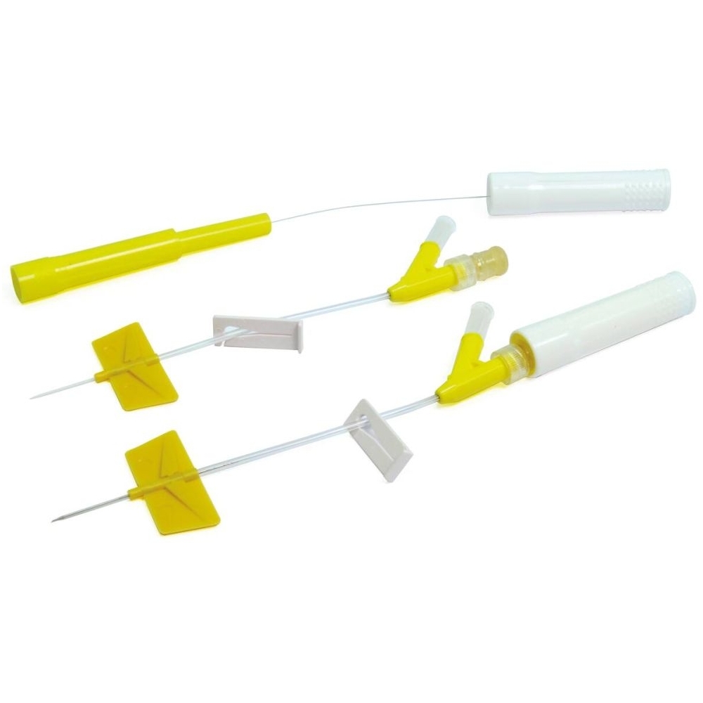 Cathéter BD SAF-T-INTIMA™ : Le cathéter veineux périphérique sécurisé idéal pour la perfusion longue durée - Gauge: 24G - JAUNE - En Y : 19 x 0,70 mm - Conditionnement : 1 boîte de 25