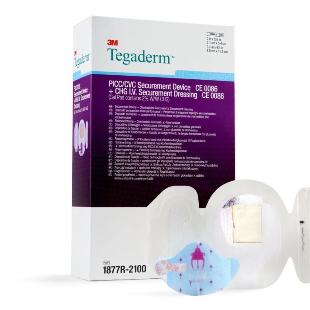 Système 3M de sécurisation PICC/CVC + pansement 3M Tegaderm IV Advanced : fixation sécurisée et protection optimale des cathéters - Conditionnement :  1 boîte de 20 pansements