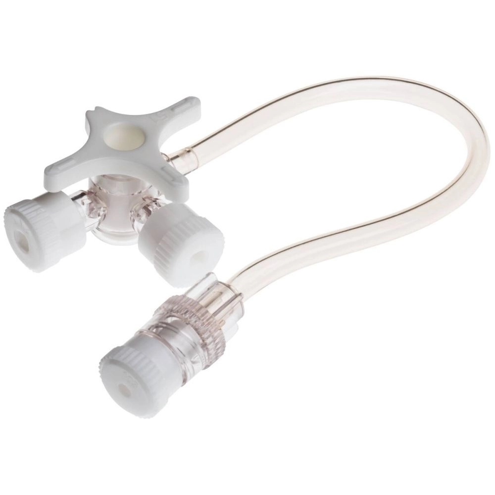 Robinet 3 voies BD CONNECTA – Accessoires de perfusion et de prélèvement - BLANC - Avec prolongateur de 10 cm  -  Conditionnement : 1 boîte de 50