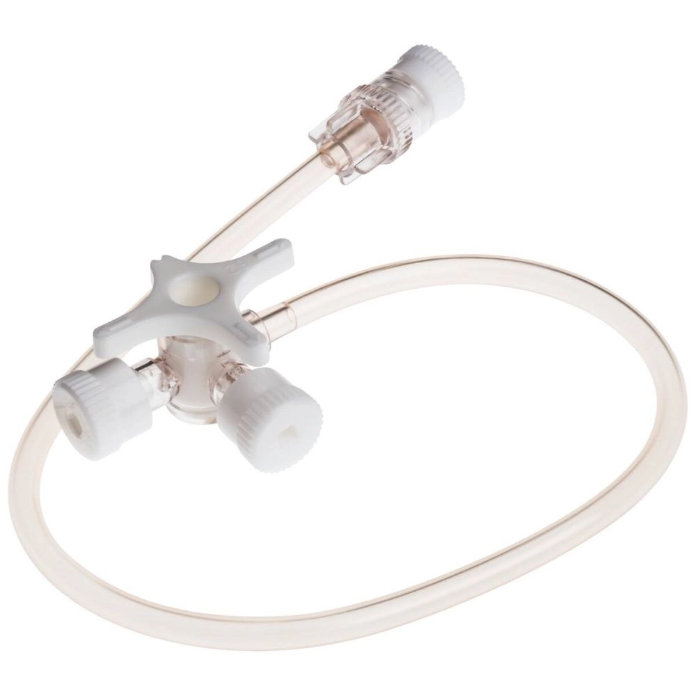 Robinet 3 voies BD CONNECTA – Accessoires de perfusion et de prélèvement - BLANC - Avec prolongateur de 25 cm  -  Conditionnement : 1 boîte de 20