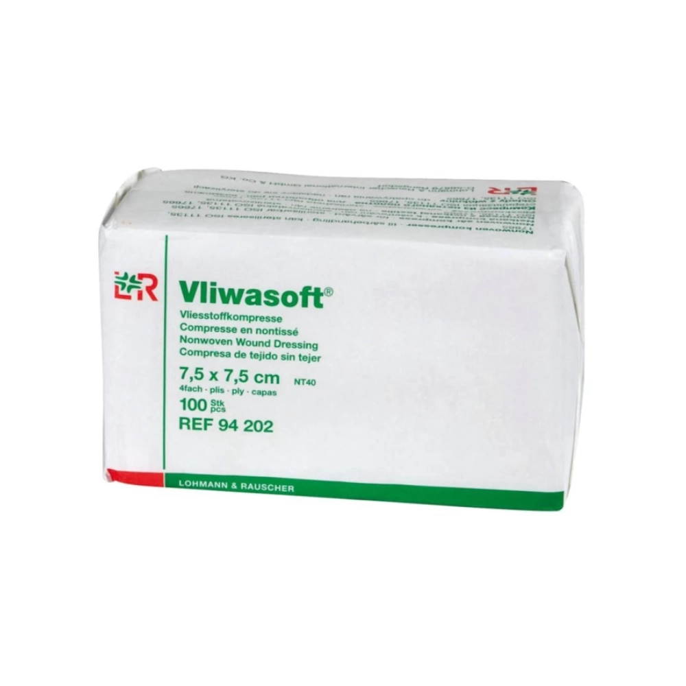 Compresse en non-tissé non stérile VLIWASOFT : soins efficaces et confort optimal - 30 grammes - Dimensions  L. 7,5 x l. 7,5 cm - Conditionnement  1 sachet de 100