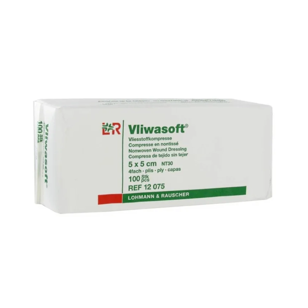Compresse en non-tissé non stérile VLIWASOFT : soins efficaces et confort optimal - 40 grammes - Dimensions  L. 7,5 x l. 7,5 cm  - Conditionnement : 1 sachet de 100 