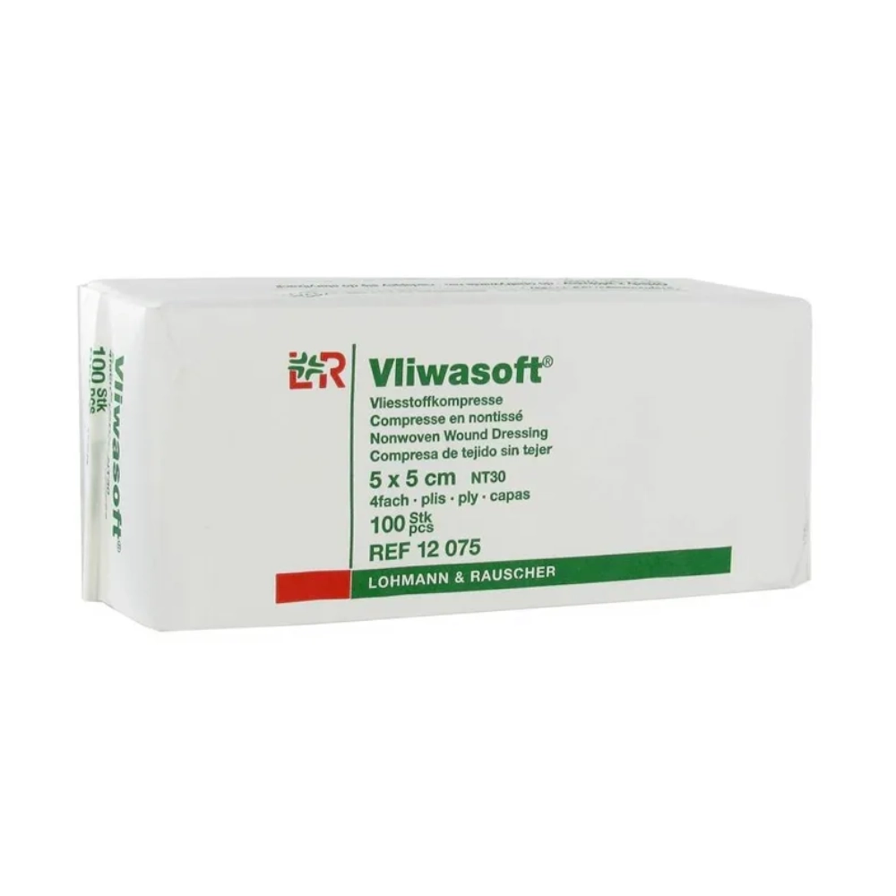 Compresse en non-tissé non stérile VLIWASOFT : soins efficaces et confort optimal - 40 grammes - Dimensions  L. 5 x l. 5 cm  - Conditionnement : 1 sachet de 100 