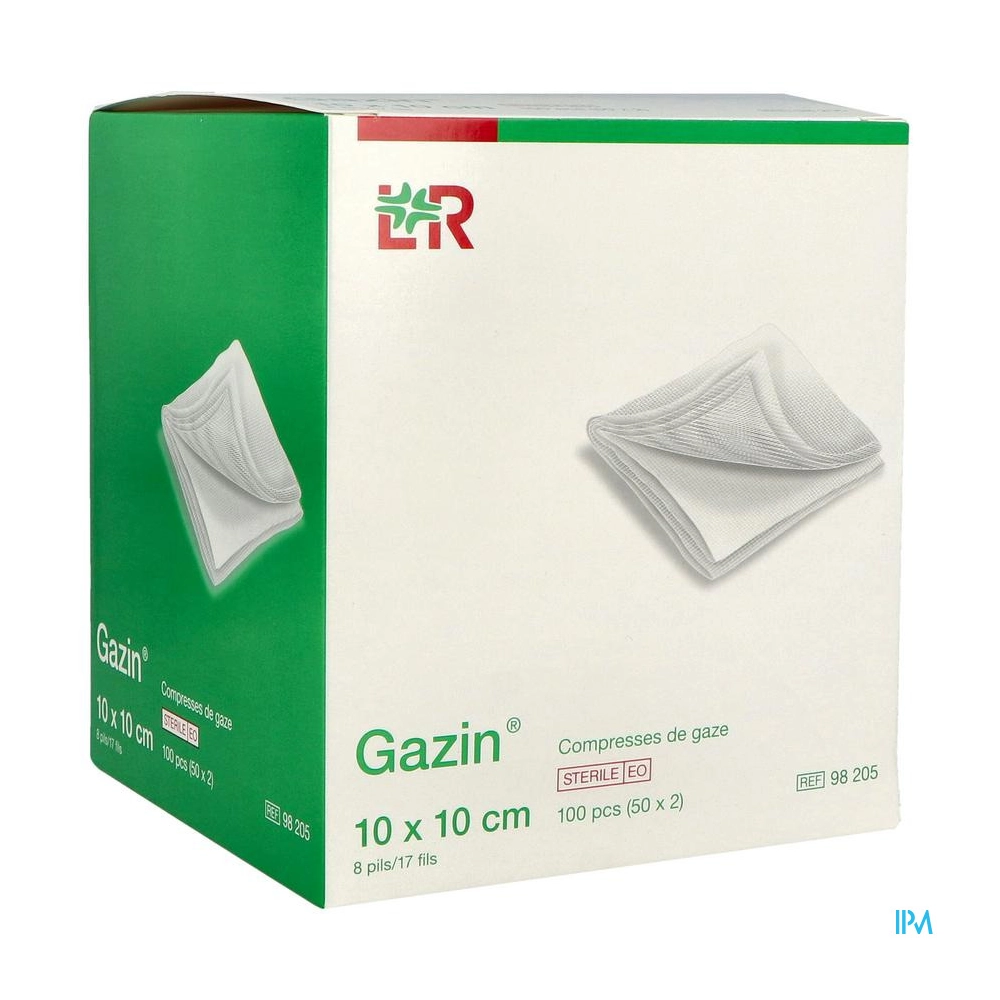 Compresse de gaze stérile GAZIN – Compresse de gaze 100% coton hydrophile, 8 plis, 17 fils - Dimensions L. 10 x l. 10 cm  - Conditionnement : 1 boîte de 100