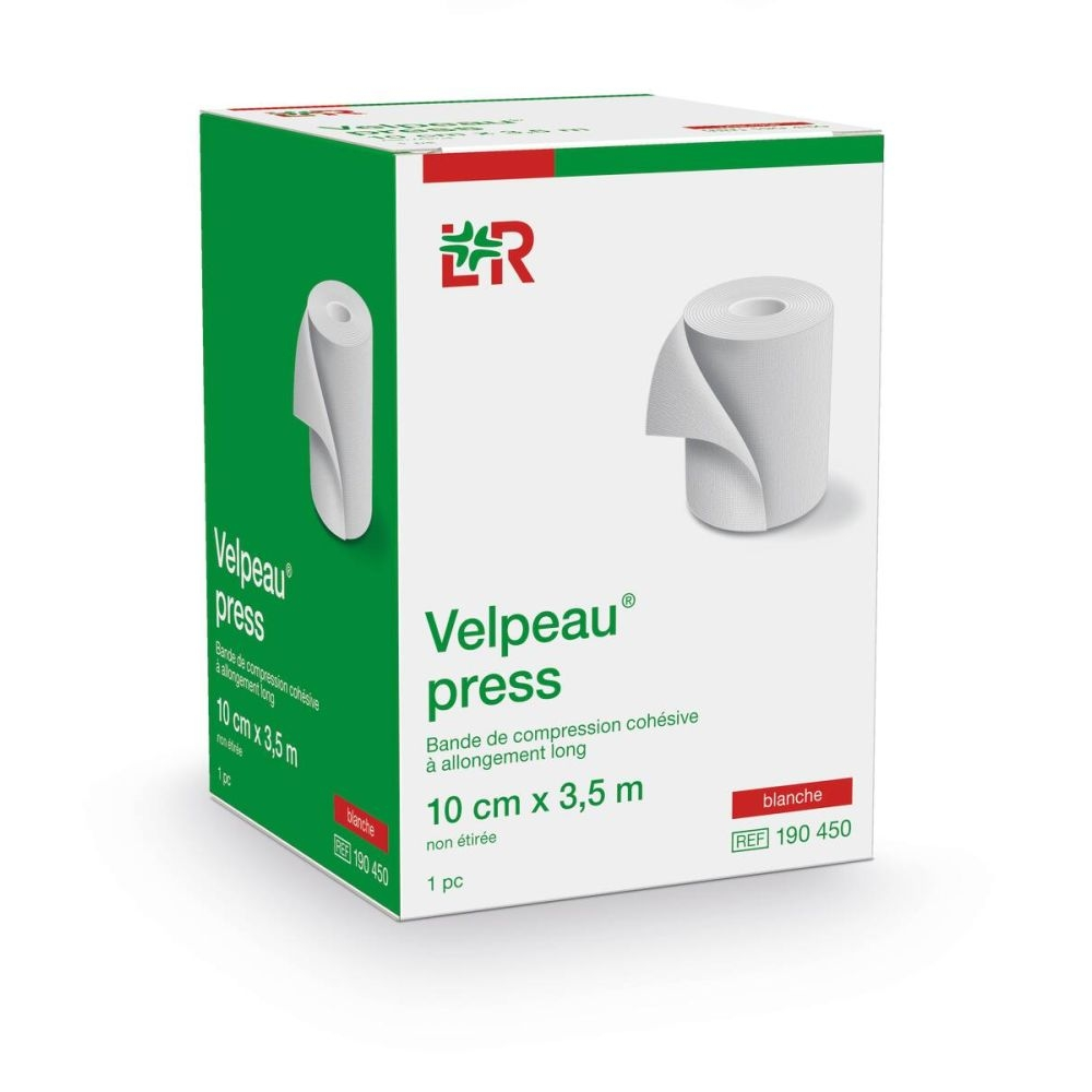 Bande VELPEAU PRESS – Bande de compression médicale pour le traitement des maladies veineuses et des œdèmes - Chair - Dimensions  L. 3,5 m x l. 10 cm