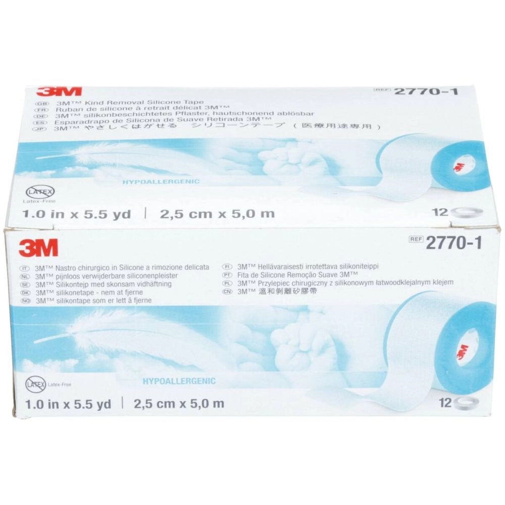 3M MICROPORE Silicone retrait atraumatique – Le sparadrap médical idéal pour les peaux sensibles - Dimensions L. 5 m x l. 2,5 cm  - Conditionnement: 1 boîte de 12