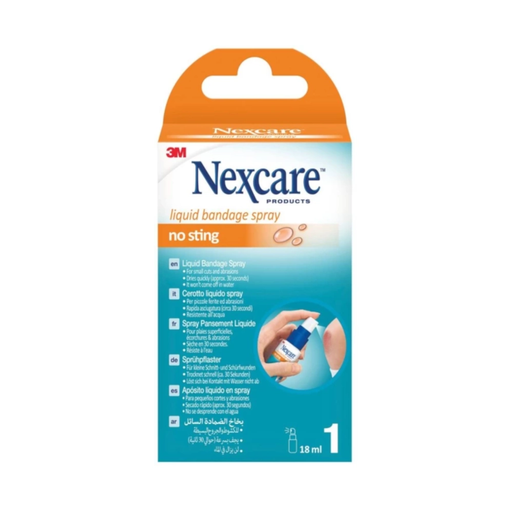 Pansement liquide NEXCARE : la solution idéale pour protéger les blessures sur les zones difficiles à couvrir - Conditionnement : 1 spray de 18 ml 