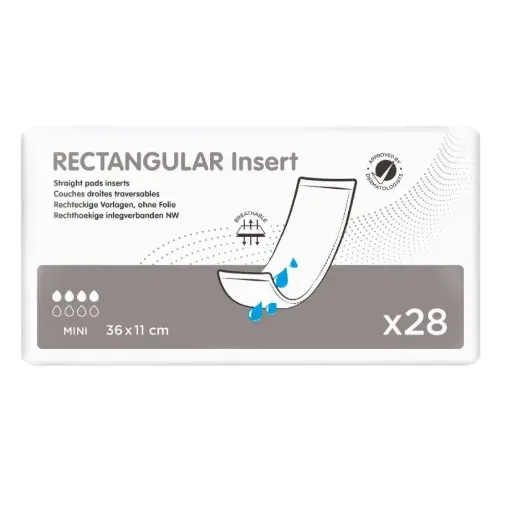Protection incontinence - Rectangular Insert - 112 protections rectangulaires - "Mini" - 36 x 11 cm