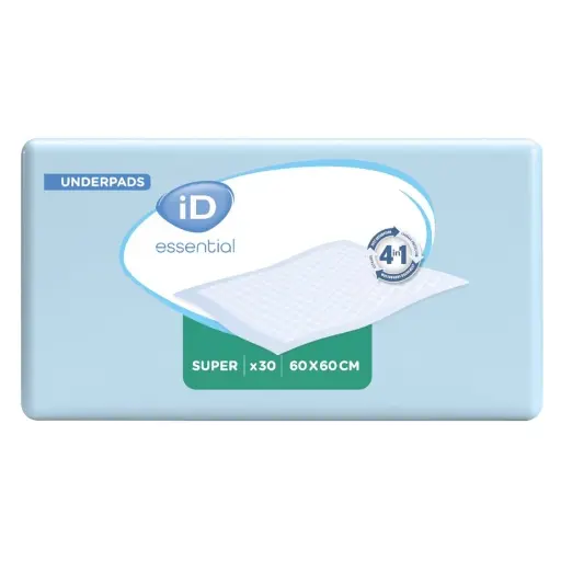 Alèse - iD essential underpad - 120 alèses pour literie et fauteuils - 60 x 60 cm - Taux d'absorption 1111 mL 