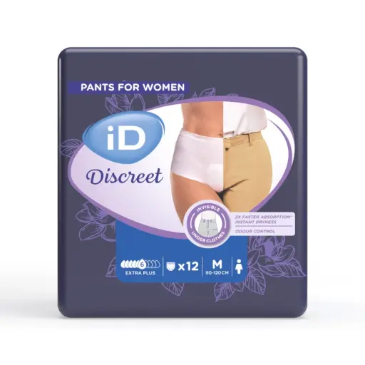 Culotte absorbante discrète - ID Discreet Pants for Women - 80 alèses - "Super" - Taux d'absorption  847 mL - Tour de taille  100/140 CM