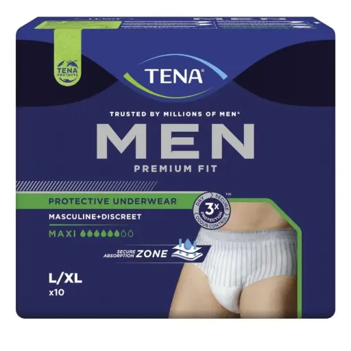 Sous-vêtement absorbant masculin - TENA Men Premium Fit Maxi  - 48 slips à usage unique - Taille L/XL - Tour de taille 95/125 cm 